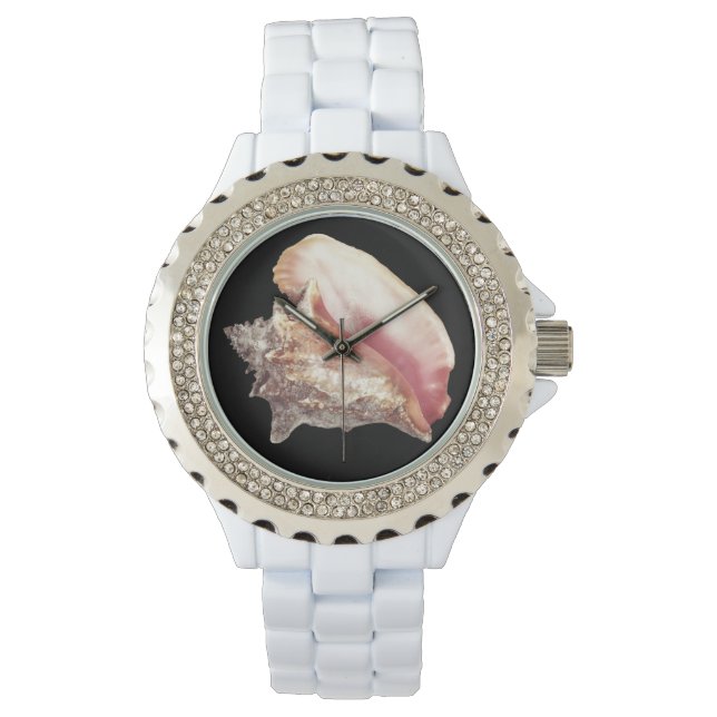 Roze Conch Hoorns Dames Horloge (Voorkant)