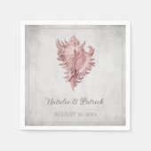 Roze Conch Schelp Trouw Papieren Servetten (Voorkant)