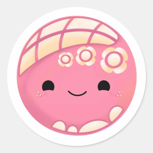 Roze Concha Pan Dulce Ronde Sticker (Voorkant)