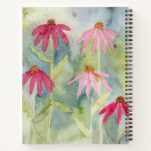 Roze Coneflower Waterverf Gepersonaliseerd Notitie Notitieboek (Achterkant)