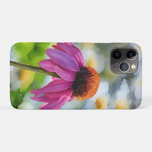 Roze Coneflower Wildflower Art Telefoon Case (Achterkant (horizontaal))