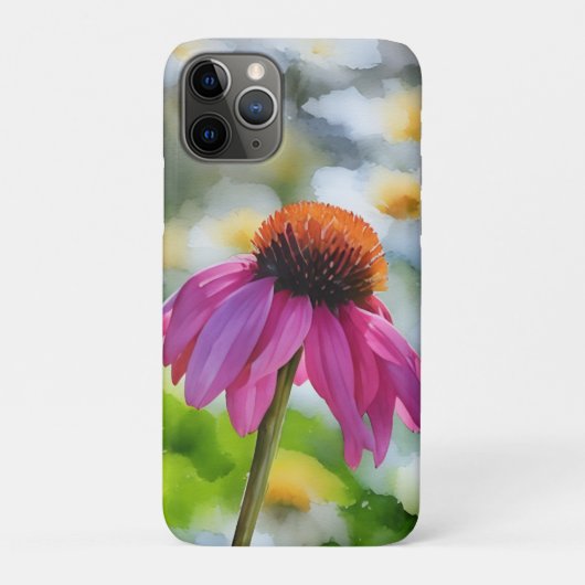 Roze Coneflower Wildflower Art Telefoon Case (Achterkant)