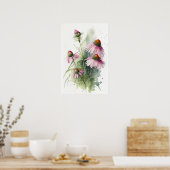 Roze Coneflowers Art Print Poster (Keuken)