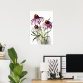 Roze Coneflowers Art Print Poster (Thuiskantoor)