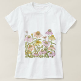 Roze Coneflowers Daisy Bloemen Botanische Kunst T-shirt