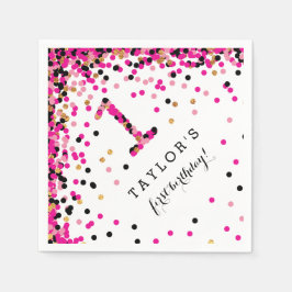 Roze Confetti 1e verjaardag van de elfde verjaarda Servet