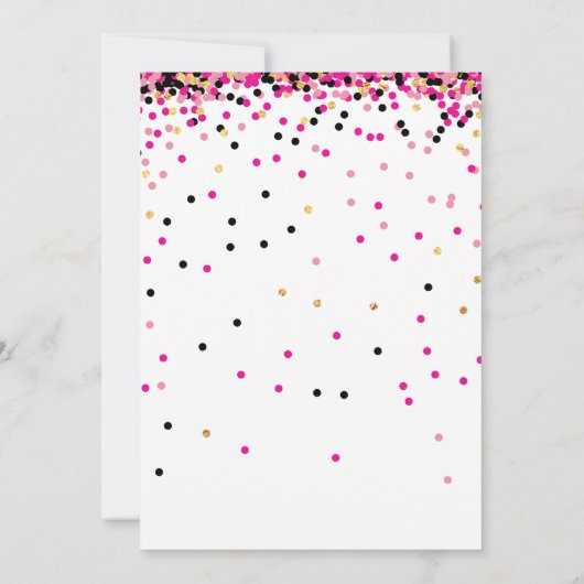 Roze Confetti 1e verjaardag van het meisje Kaart (Achterkant)