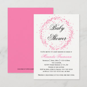 Roze Confetti - 3x5 Baby shower Uitnodiging