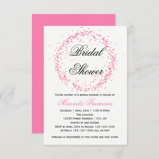 Roze Confetti - 3x5 Bridal Shower Uitnodiging (Voorkant / Achterkant)