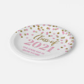 Roze Confetti Afstuderen 2021 Papieren Bordje (Gekanteld)