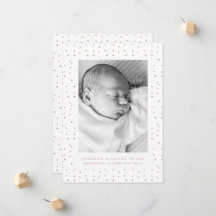 Roze Confetti Baby Geboorteaankondiging Fotokaart