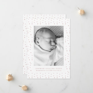 Roze Confetti Baby Geboorteaankondiging Fotokaart Aankondiging