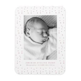 Roze Confetti Baby Geboorteaankondiging Fotokaart Magneet