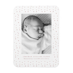 Roze Confetti Baby Geboorteaankondiging Fotokaart Magneet