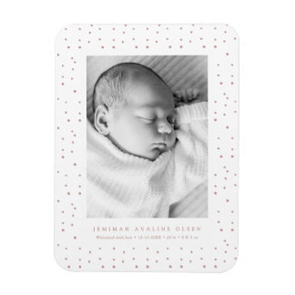 Roze Confetti Baby Geboorteaankondiging Fotokaart Magneet