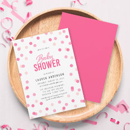 Roze Confetti Baby shower Kaart