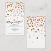 Roze Confetti Baby shower Luier Raffle Ticket Informatiekaartje (Voorkant / Achterkant)