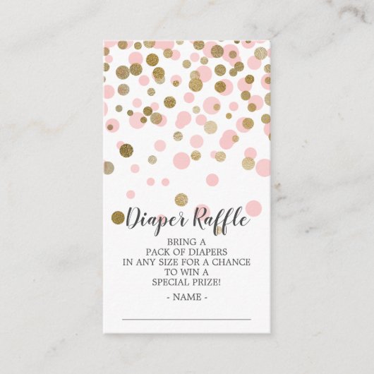 Roze Confetti Baby shower Luier Raffle Ticket Informatiekaartje (Voorkant)