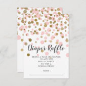Roze Confetti Baby shower Luier Raffle Ticket Informatiekaartje (Voorkant / Achterkant)