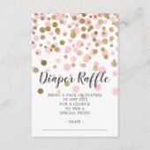 Roze Confetti Baby shower Luier Raffle Ticket Informatiekaartje (Voorkant)