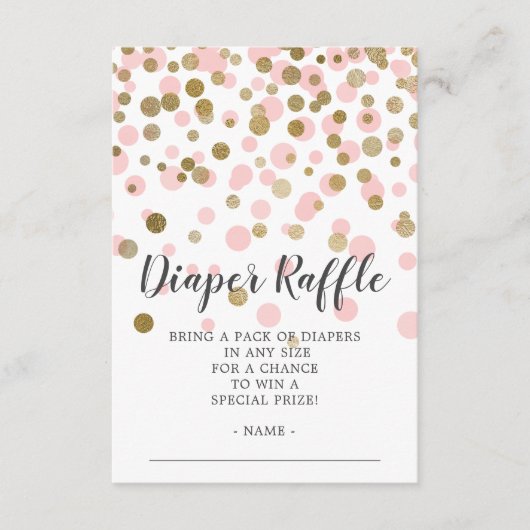 Roze Confetti Baby shower Luier Raffle Ticket Informatiekaartje (Voorkant)