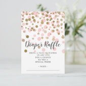 Roze Confetti Baby shower Luier Raffle Ticket Informatiekaartje (Staand voorkant)