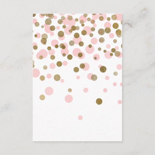 Roze Confetti Baby shower Luier Raffle Ticket Informatiekaartje (Achterkant)