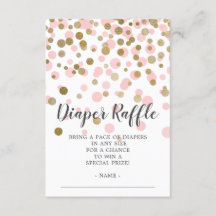 Roze Confetti Baby shower Luier Raffle Ticket
