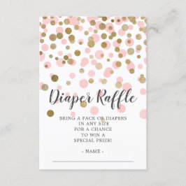 Roze Confetti Baby shower Luier Raffle Ticket Informatiekaartje