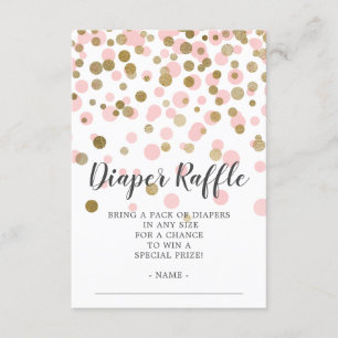 Roze Confetti Baby shower Luier Raffle Ticket Informatiekaartje