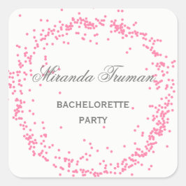 Roze Confetti Bachelorette Party - Vierkante Stick Sticker