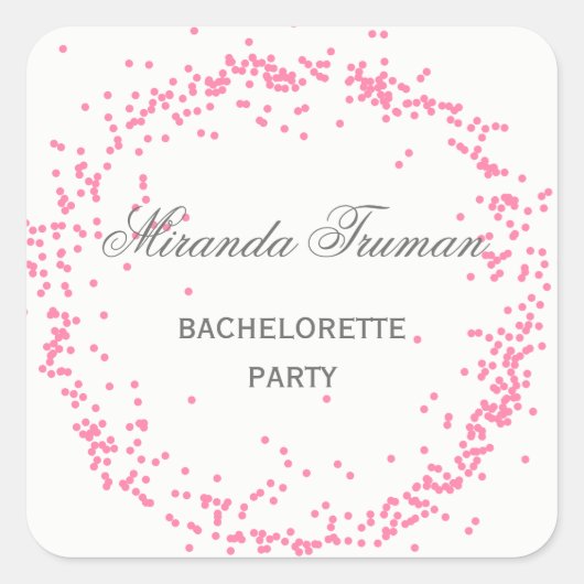 Roze Confetti Bachelorette Party - Vierkante Stick Sticker (Voorkant)