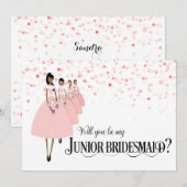 Roze Confetti Be My Junior Bruidsmeisje Etnisch Kaart (Voorkant / Achterkant)