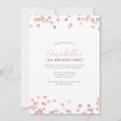 Roze Confetti Birthday Party Kaart (Voorkant)