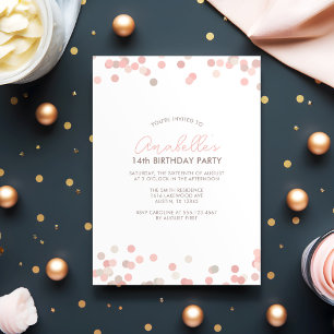 Roze Confetti Birthday Party Kaart