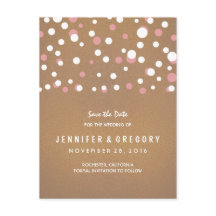 Roze Confetti Casual en romantisch Save the Date