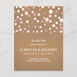 Roze Confetti Casual en romantisch Save the Date Aankondigingskaart