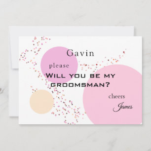 Roze Confetti Circles Groomsman Kaart