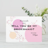 Roze Confetti cirkels bruidsmeisje Kaart (Staand voorkant)