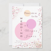 Roze confetti cirkels bruiloft kaart (Voorkant)