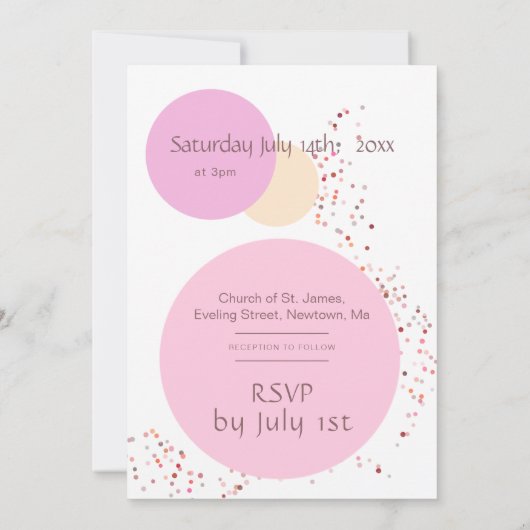 Roze confetti cirkels bruiloft kaart (Achterkant)