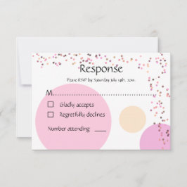 Roze confetti cirkels bruiloft RSVP kaartje