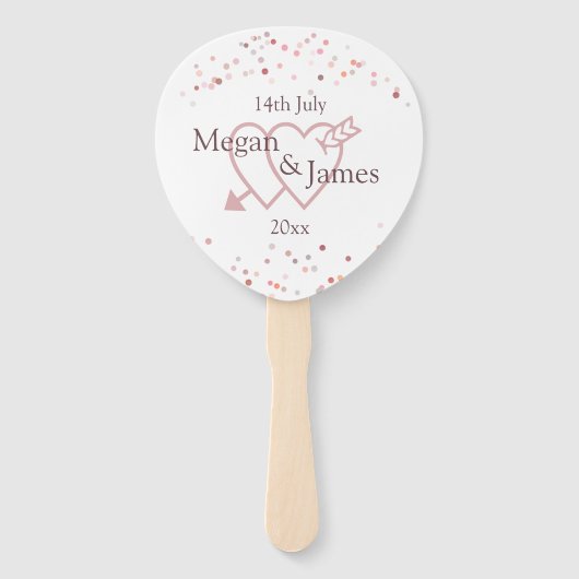 Roze Confetti cirkels Handwaaier (Voorkant)