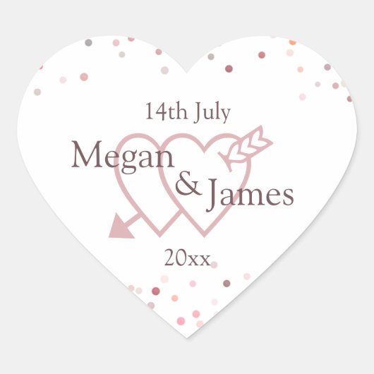 Roze Confetti cirkels Hart Sticker (Voorkant)