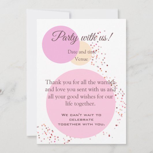 Roze Confetti Cirkels Kaart (Achterkant)