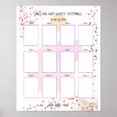 Roze Confetti cirkels leeg 12Tabel zitplaatsplan Poster (Voorkant)