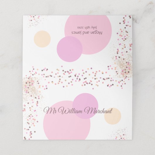 Roze Confetti cirkels Plaatskaartje (Buitenkant ongevouwen)