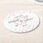 Roze Confetti cirkels Ronde Kartonnen Onderzetter (Gebogen)