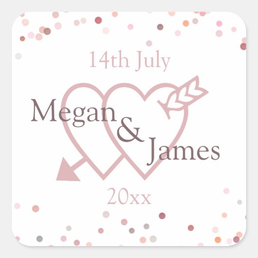 Roze Confetti cirkels Vierkante Sticker (Voorkant)