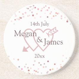 Roze Confetti cirkels Zandsteen Onderzetter